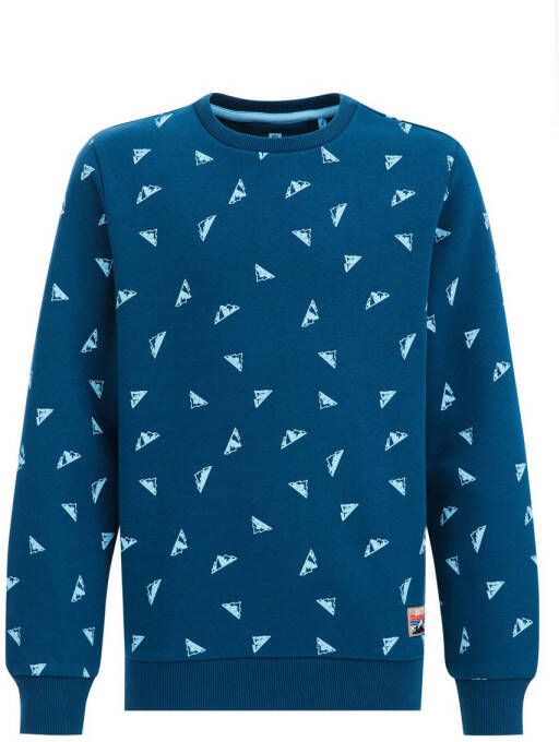 WE Fashion sweater met all over print hardblauw