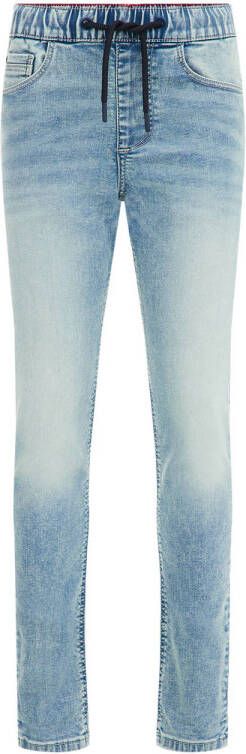 WE Fashion slim fit jeans blue used denim Blauw Jongens Polyester Effen 104