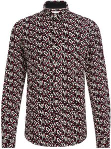 WE Fashion slim fit overhemd QUILL met all over print oxide red