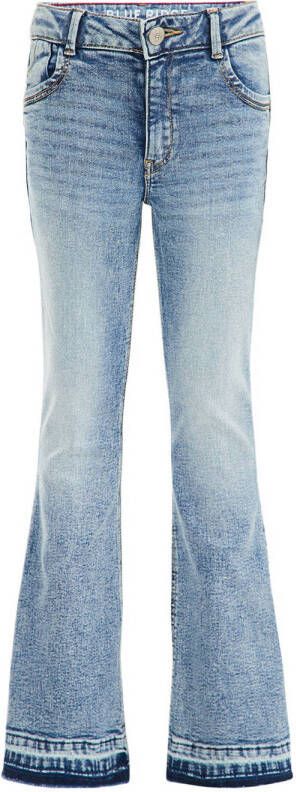 WE Fashion flared jeans used denim Blauw Meisjes Stretchdenim 128