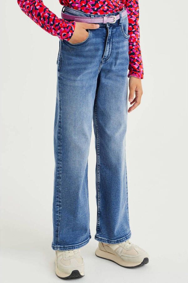 WE Fashion Blue Ridge high waist wide leg jeans blue denim Blauw 122