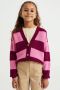 WE Fashion gestreept vest roze wijnrood Meisjes Polyamide V-hals Streep 110 116 - Thumbnail 1