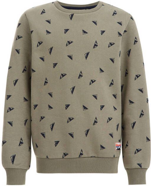 WE Fashion sweater met all over print licht armygroen All over print 122 128