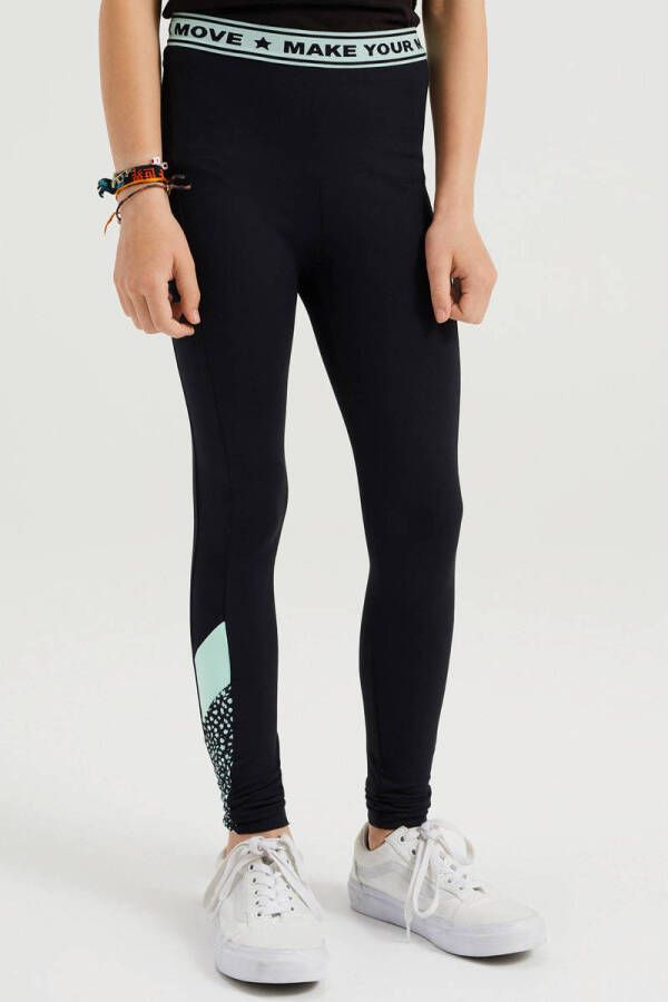 WE Fashion sportlegging zwart mintgroen