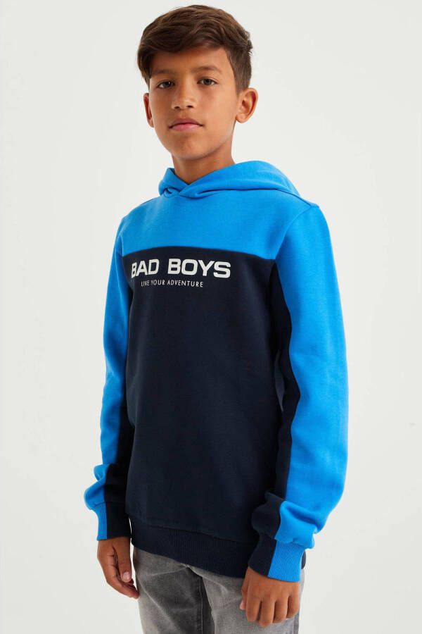 WE Fashion Bad Boys hoodie blauw donkerblauw Sweater Meerkleurig 110 116