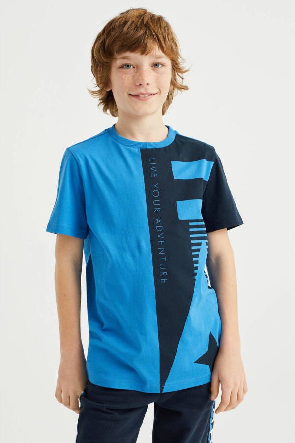 WE Fashion Bad Boys T-shirt set van 2 donkerblauw blauw