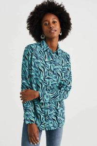 WE Fashion blouse met all over print blauw