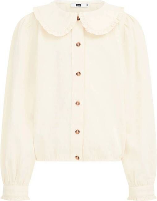 WE Fashion blouse met ruches off white Wit Meisjes Katoen Hartvormig 110 116