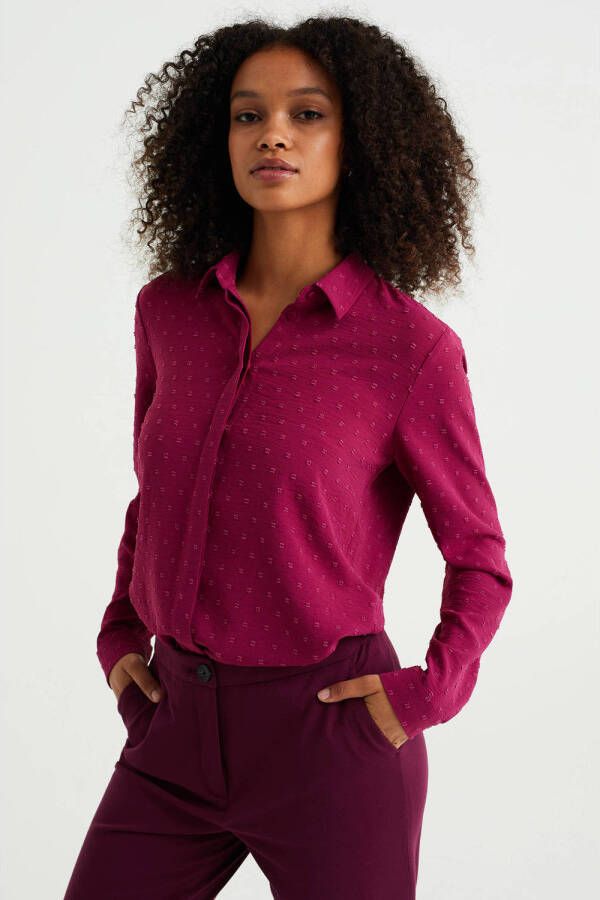 WE Fashion blouse met textuur aubergine