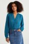 WE Fashion blouse met textuur blauw - Thumbnail 1