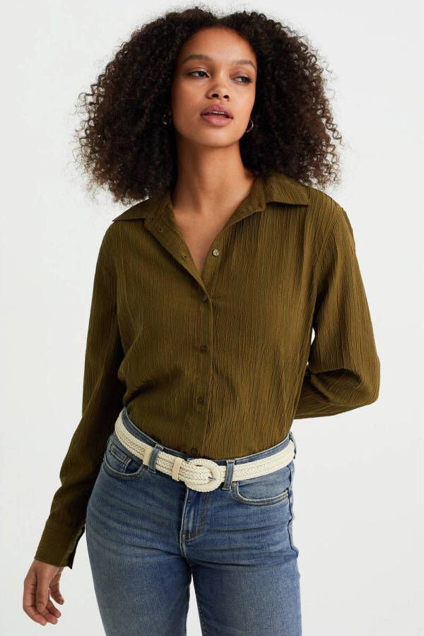 WE Fashion blouse met textuur groen