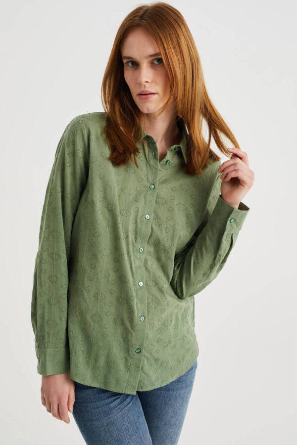 WE Fashion blouse met textuur groen