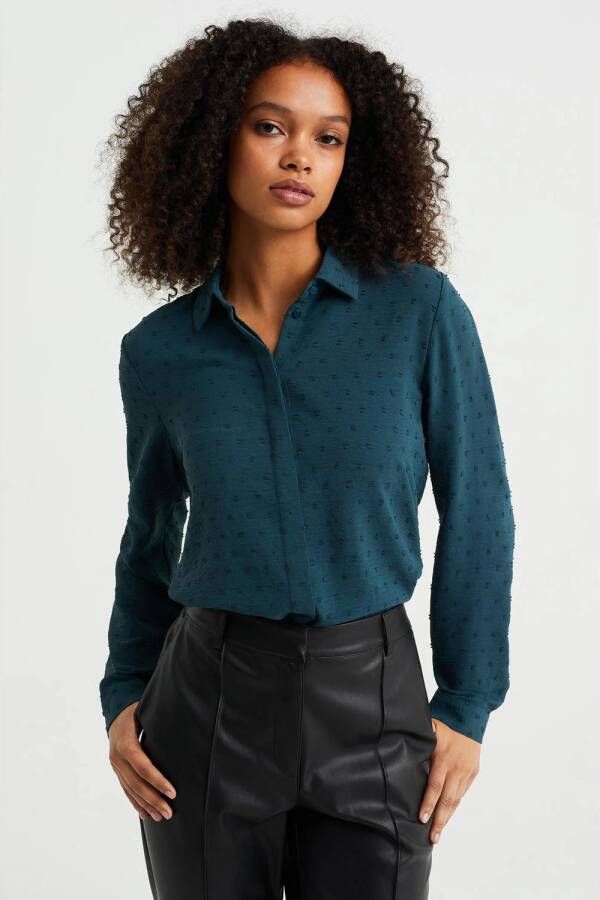 WE Fashion blouse met textuur turquoise