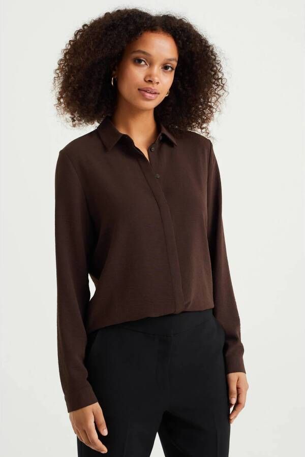 WE Fashion blouse van gerecycled polyester bruin