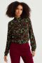 WE Fashion blousetop met all over print bordeaux groen oranje - Thumbnail 1