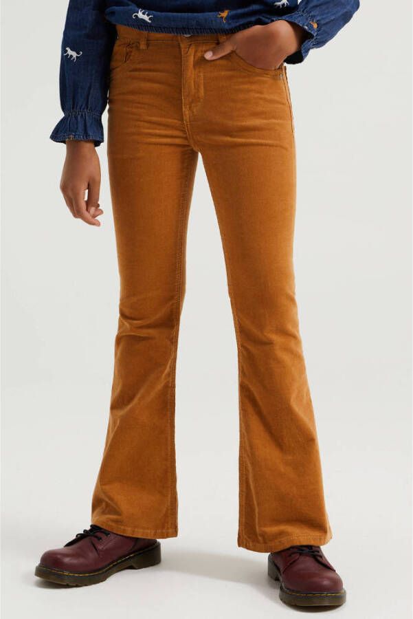 WE Fashion Blue Ridge corduroy flared broek camel