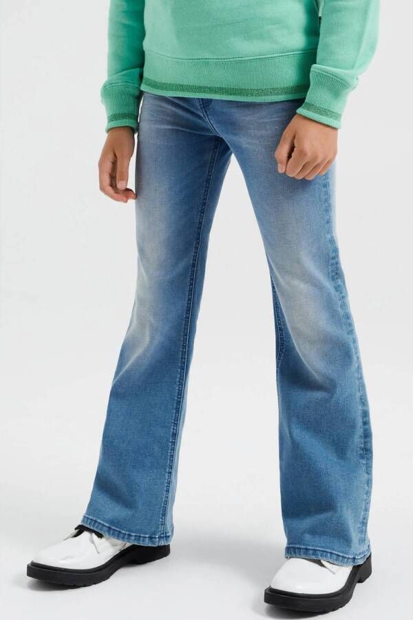 WE Fashion Blue Ridge flared jeans mid blue Broek Blauw Meisjes Stretchdenim 110