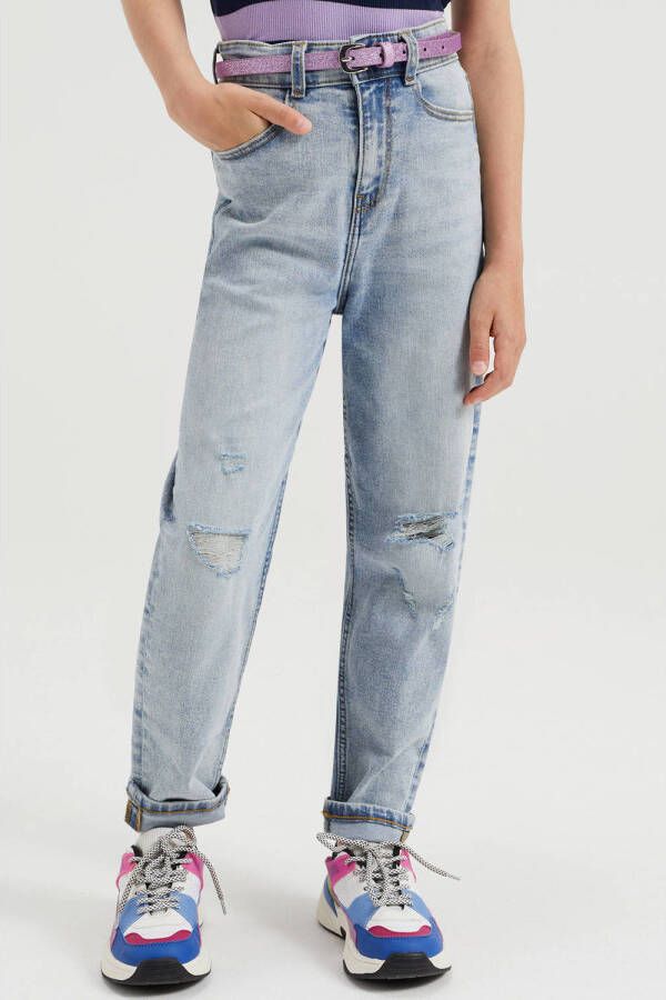 WE Fashion Blue Ridge high waist tapered fit jeans bleached denim