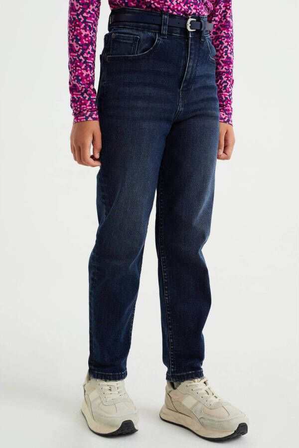 WE Fashion Blue Ridge high waist tapered fit jeans dark blue denim