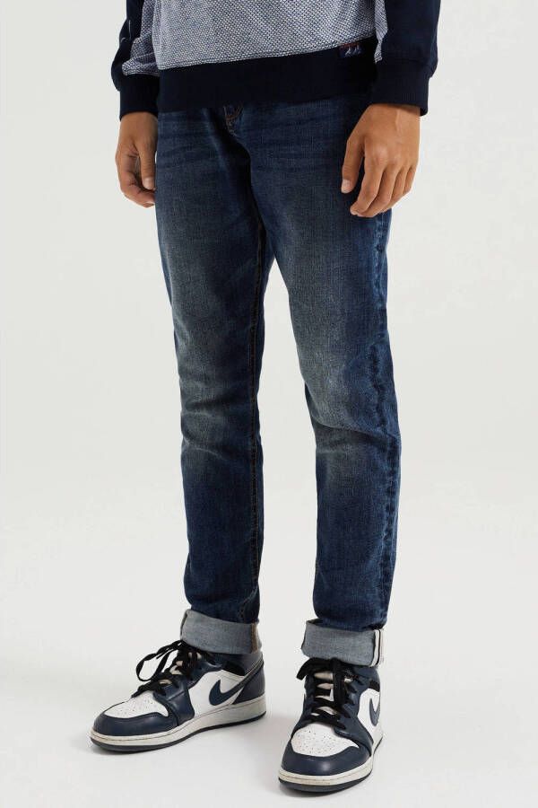 WE Fashion Blue Ridge regular fit jeans dark blue denim Blauw Jongens Stretchdenim 104