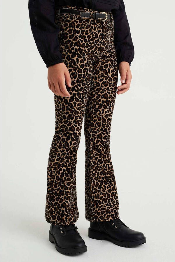 WE Fashion Blue Ridge skinny broek met dierenprint bruin Meisjes Stretchkatoen 122