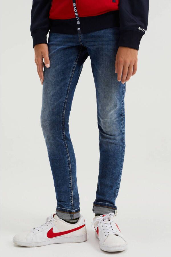 WE Fashion Blue Ridge skinny jeans dark blue denim Blauw Jongens Jog denim 104