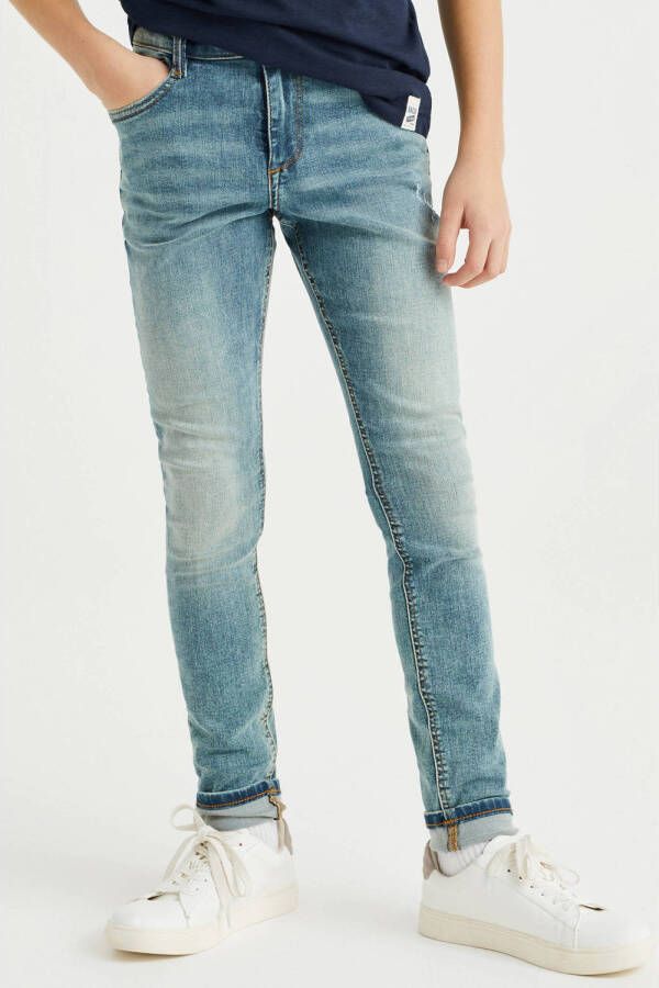 WE Fashion Blue Ridge skinny jeans green cast denim Blauw Jongens Stretchdenim 110