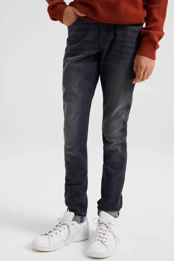 WE Fashion Blue Ridge skinny jeans soft grey denim Grijs Jongens Stretchdenim 104