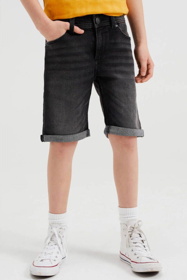 WE Fashion Blue Ridge slim fit jeans bermuda black denim short Zwart Jongens Jog denim 164