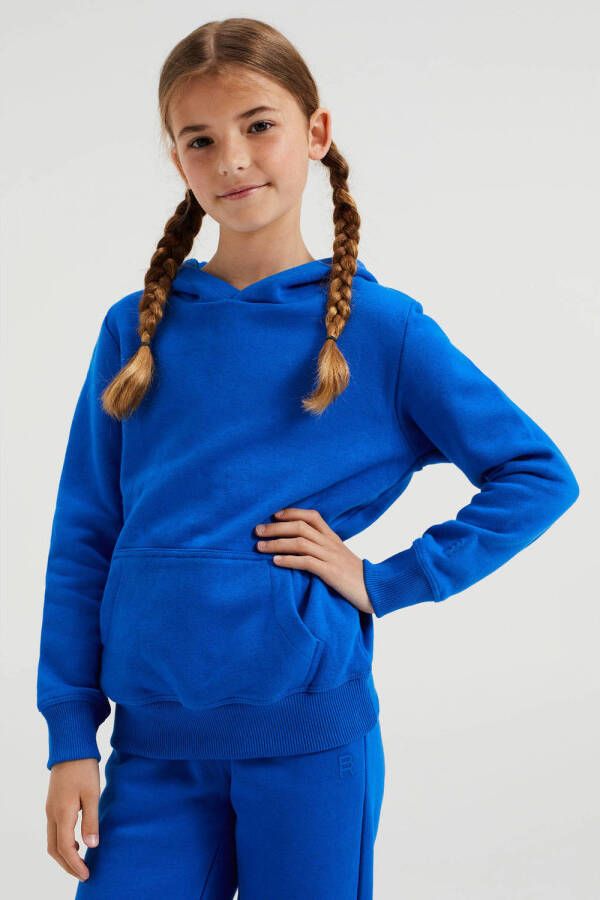 WE Fashion Blue Ridge unisex hoodie kobaltblauw Sweater Effen 110 116