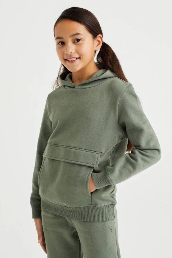 WE Fashion Blue Ridge Unisex hoodie olijfgroen