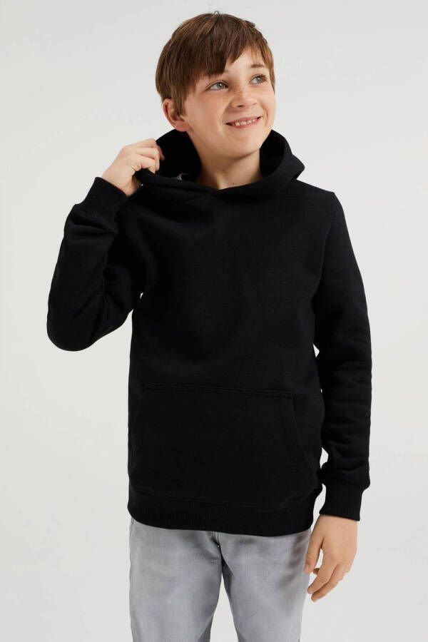 WE Fashion Blue Ridge unisex hoodie zwart Sweater Effen 110 116