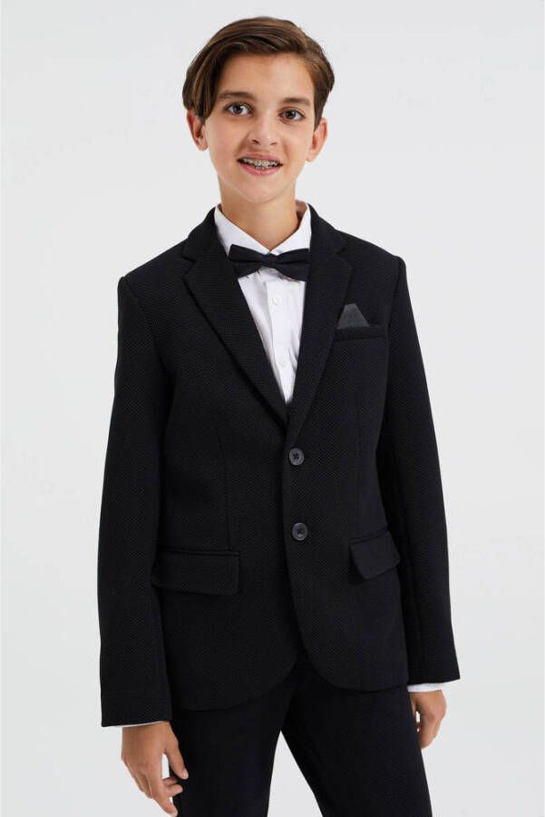 WE Fashion colbert zwart Jongens Polyester Smokingkraag Effen 110 116