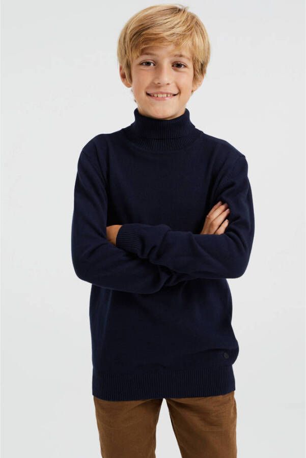 WE Fashion coltrui marine Blauw Effen 110 116 | Trui van