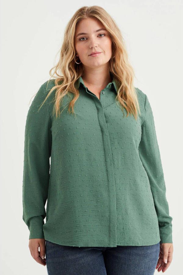 WE Fashion Curve blouse met textuur groen