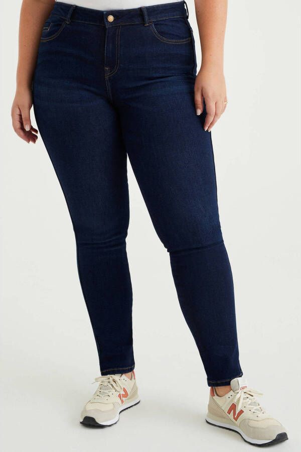 WE Fashion Curve skinny jeans dark blue denim