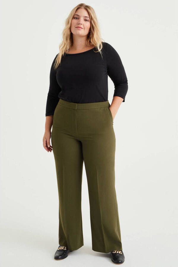 WE Fashion Curve T-shirt met katoen zwart