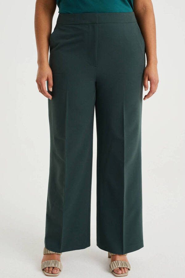 WE Fashion Curve wide leg pantalon donkergroen