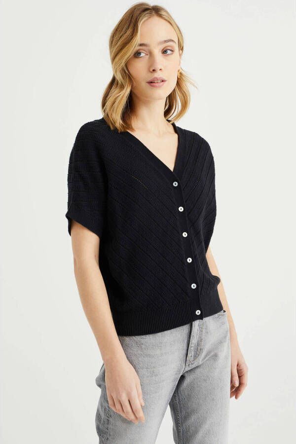 WE Fashion fijngebreid vest zwart