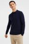WE Fashion WE Fundamentals fijngebreide regular fit polo donkerblauw - Thumbnail 1