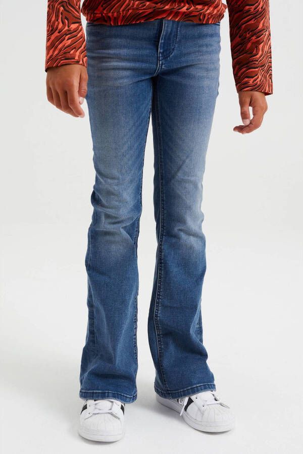 WE Fashion flared jeans blue denim Blauw Meisjes Stretchdenim 116