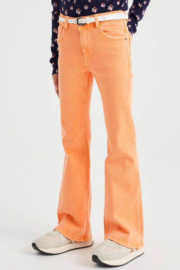 WE Fashion flared jeans oranje Meisjes Stretchkatoen 116