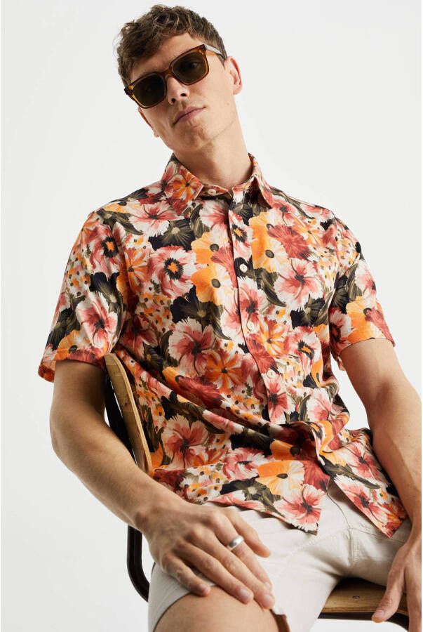 WE Fashion gebreid regular fit overhemd met all over print gold skin