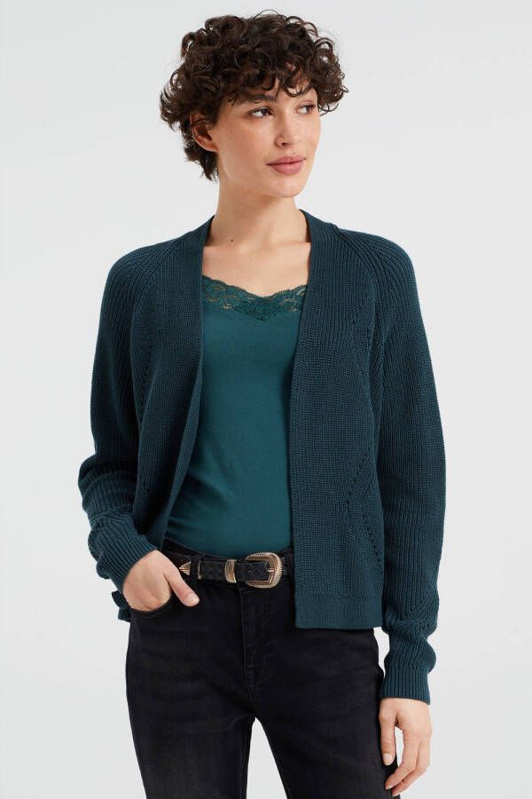 WE Fashion gebreid vest donkergroen