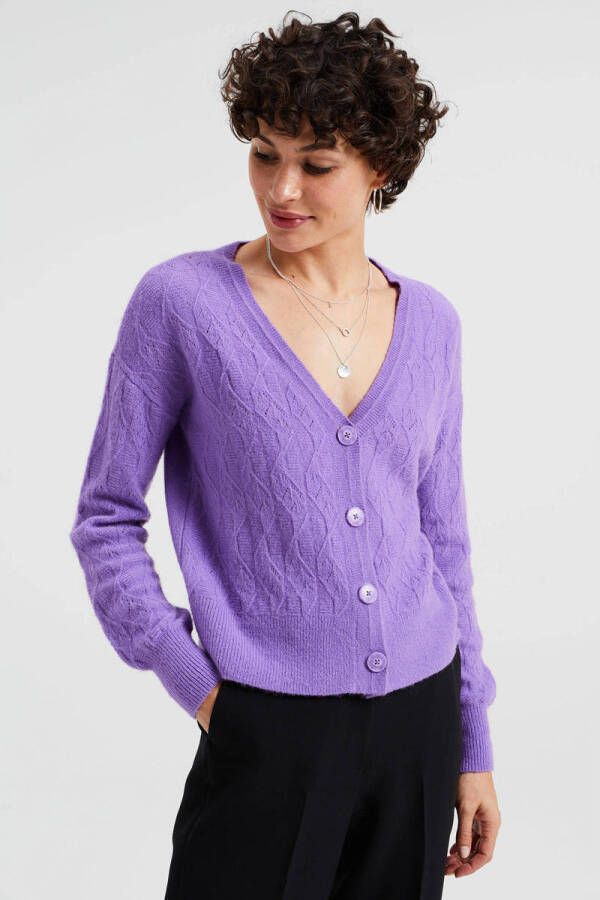 WE Fashion gebreid vest met wol paars