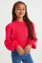 WE Fashion gebreide trui fluor roze Meisjes Acryl Ronde hals Effen 122 128 - Thumbnail 1