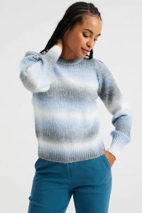 WE Fashion gebreide trui met wol blauw grijs wit