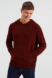 WE Fashion gemêleerde hoodie met wol donkerrood