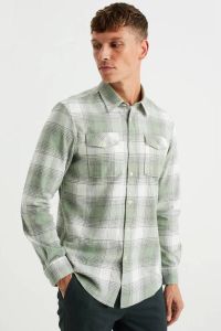 WE Fashion geruit regular fit overhemd groen