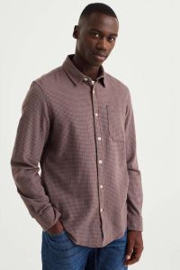 WE Fashion geruit regular fit overhemd roest